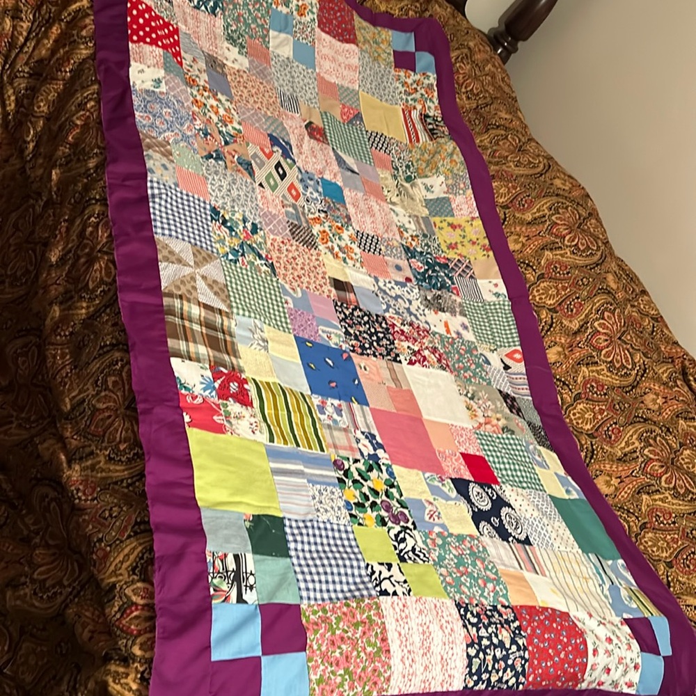 New completed homemade patchwork quilt top 42”x78”
